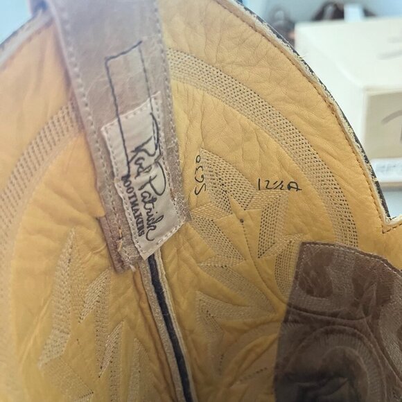 Rod Patrick Mens Cowboy Boots 12.5A Antique Mocha Bison Brown Western Blunt Toe - Picture 10 of 13